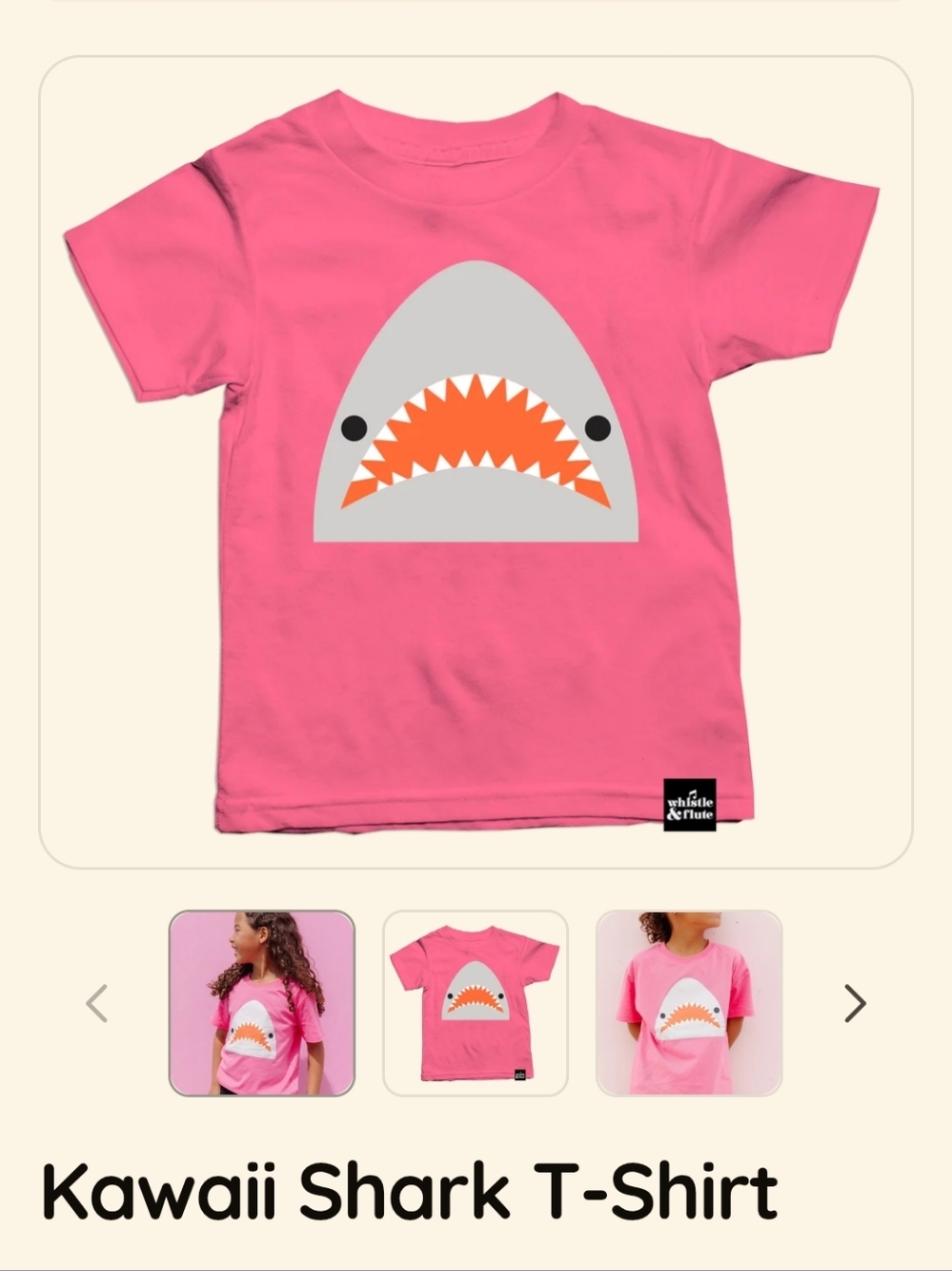 NWT Whistle & Flute Kids Kawaii Shark Graphic Tee - Size 3/4 - Picture 2 of 7